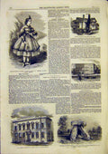 Original Old Antique Print Wyndham Theatre Cromlech Florence Kent Building 1859