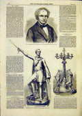 Original Old Antique Print Ross Engineer Pechell Brighton Statue Bazley 1859