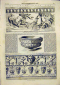 Old Antique Print Campana Museum Rome Italy Frieze Tazza Terra-Cotta 1859 19th