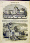 Old Antique Print Burnet House Cincinnati America Towmb Washington Vernon