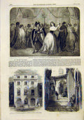 Original Old Antique Print Princess Theatre Architecture Building London Algiers