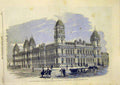Original Old Antique Print Post Office Building Prize Design Australia 1859 19th