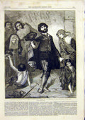 Original Old Antique Print Beggars Church Door Rome Murray Fine Art 1859 19th