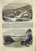 Old Antique Print Wellington New Zealand Railway Suspension Niagara 1859 19th