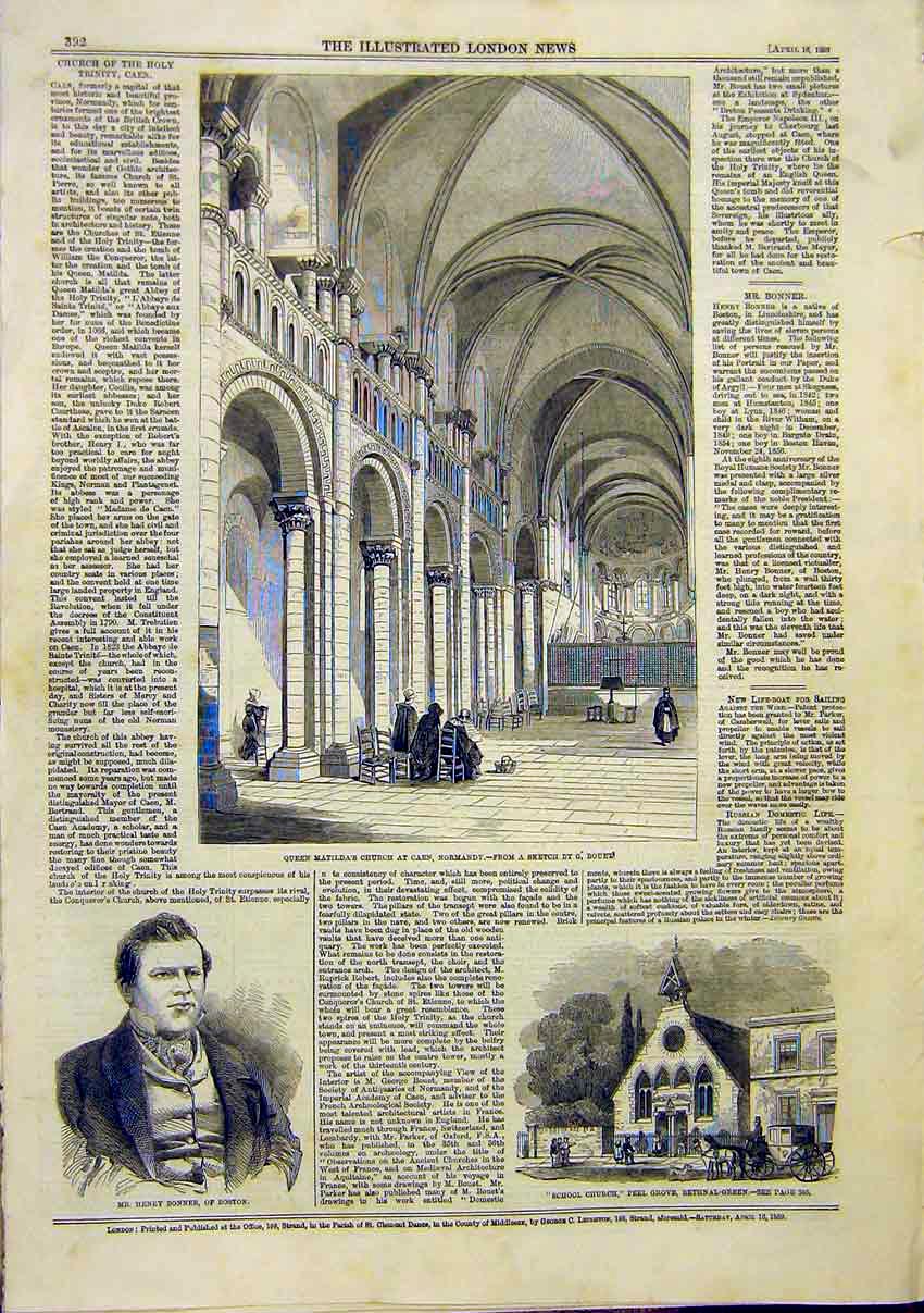 Old Antique Print Queen Matilda Caen Bonner Peel Grove Bethnal Green 1859 19th
