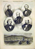 Original Old Antique Print Neapolitan Exiles Mayall Tyne Skiff Scotswood Bridge