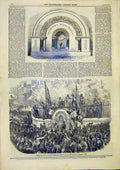 Original Old Antique Print Drinking Fountain St Sepulchre 1859 19th