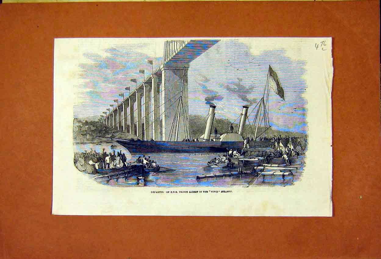 Original Old Antique Print Prince Albert Vivid Steamer 1859 19th
