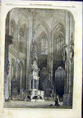 Original Old Antique Print Church Lawrence Nuremberg Read Building Fine Art 1859