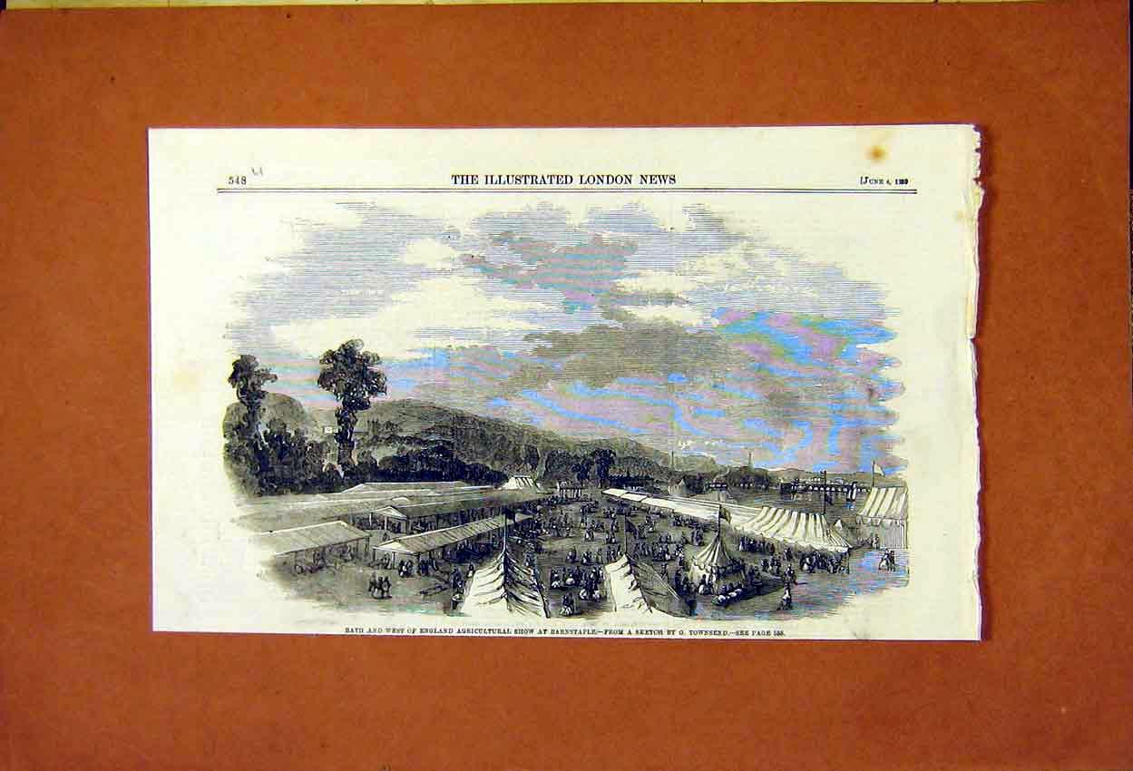 Original Old Antique Print Bath And West England Agricultural Show Barnstaple