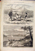 Original Old Antique Print Sketches Japan Japanese Litter Simonsaki Battery 1865