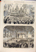 Old Antique Print Woolwich Children Artillery Engineers Christmas London