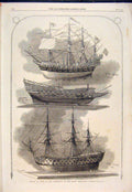 Original Old Antique Print Boat Models Ship Kensington Museum Hms Harry William