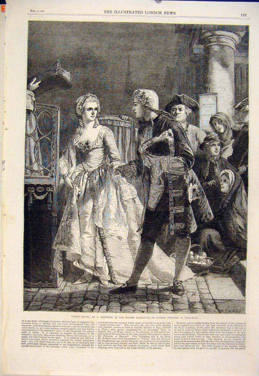 Original Old Antique Print Robin Adair Johnston Modern Picture 1865 Victorian