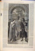Original Old Antique Print Courtesy Tristram Isoude Fresco Dyce Westminster 1865