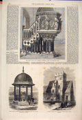 Original Old Antique Print St Patrick'S Cathedral Dublin Ipsden Church Ireland