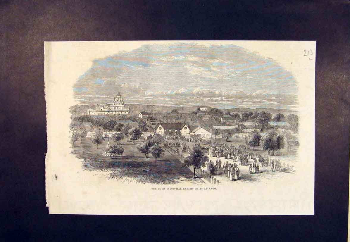 Original Old Antique Print Oudh Industrial Exhibition Lucknow 1865 Victorian