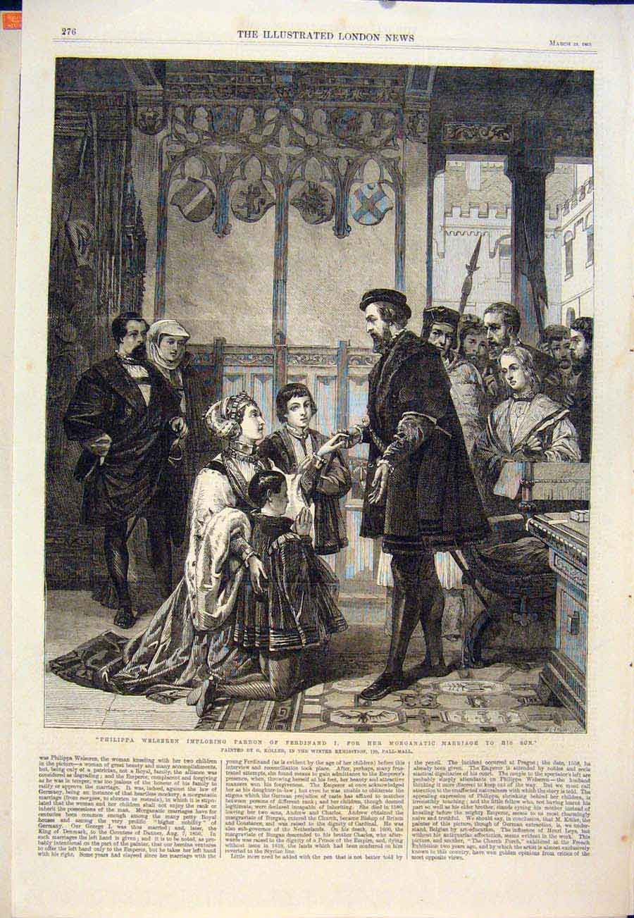Original Old Antique Print Ferdinand Welseren Pardon Koller Marriage 1865 19th