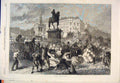 Original Old Antique Print March Wind London Weather People Charing Cross 1865