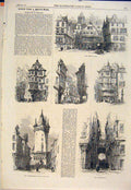 Old Antique Print Frankfort Germany Market Juden-Gasse Eschenheimer 1865 19th