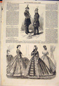 Original Old Antique Print Veterans War 1812 New York Usa Paris Fashions 1865
