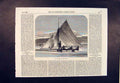 Original Old Antique Print Ice Boat Neva Finland Canadian Lakes Canada 1865