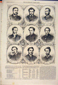 Old Antique Print Portrait Oxford Crew Boat Race Regatta University 1865 19th