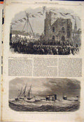 Original Old Antique Print Grey Mechanics Institute Newcsatle-Upon-Tyne Monadock