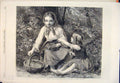 Old Antique Print Lady Child Forest Dobson Im Walde Flowers Fine Art 1865 19th