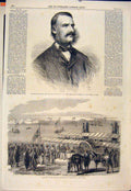 Original Old Antique Print Portrait Mansfield Army India Sukkur Indus 1865 19th