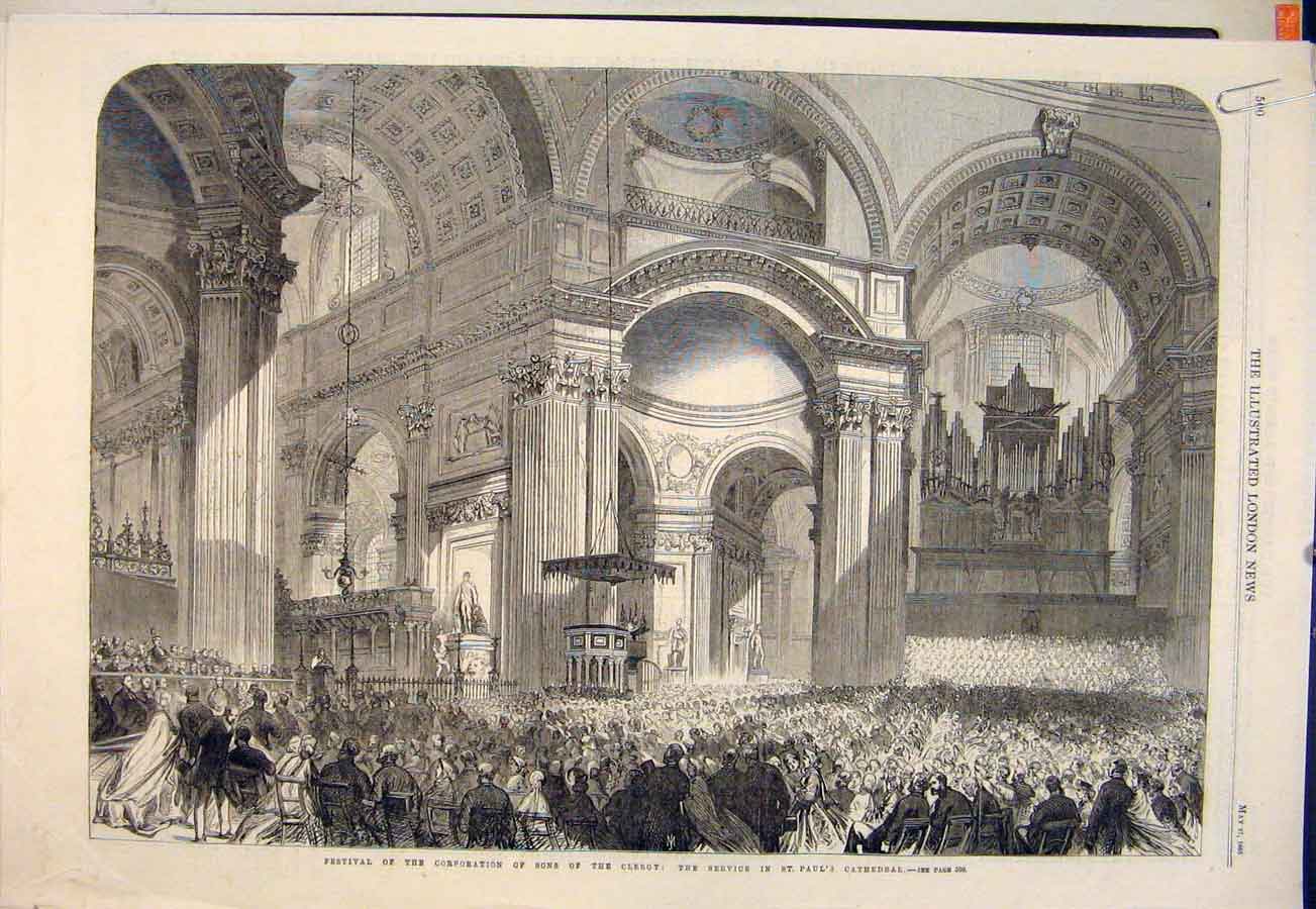 Old Antique Print Fesitval Corporation Clergy Banquet Merchant Cathedral