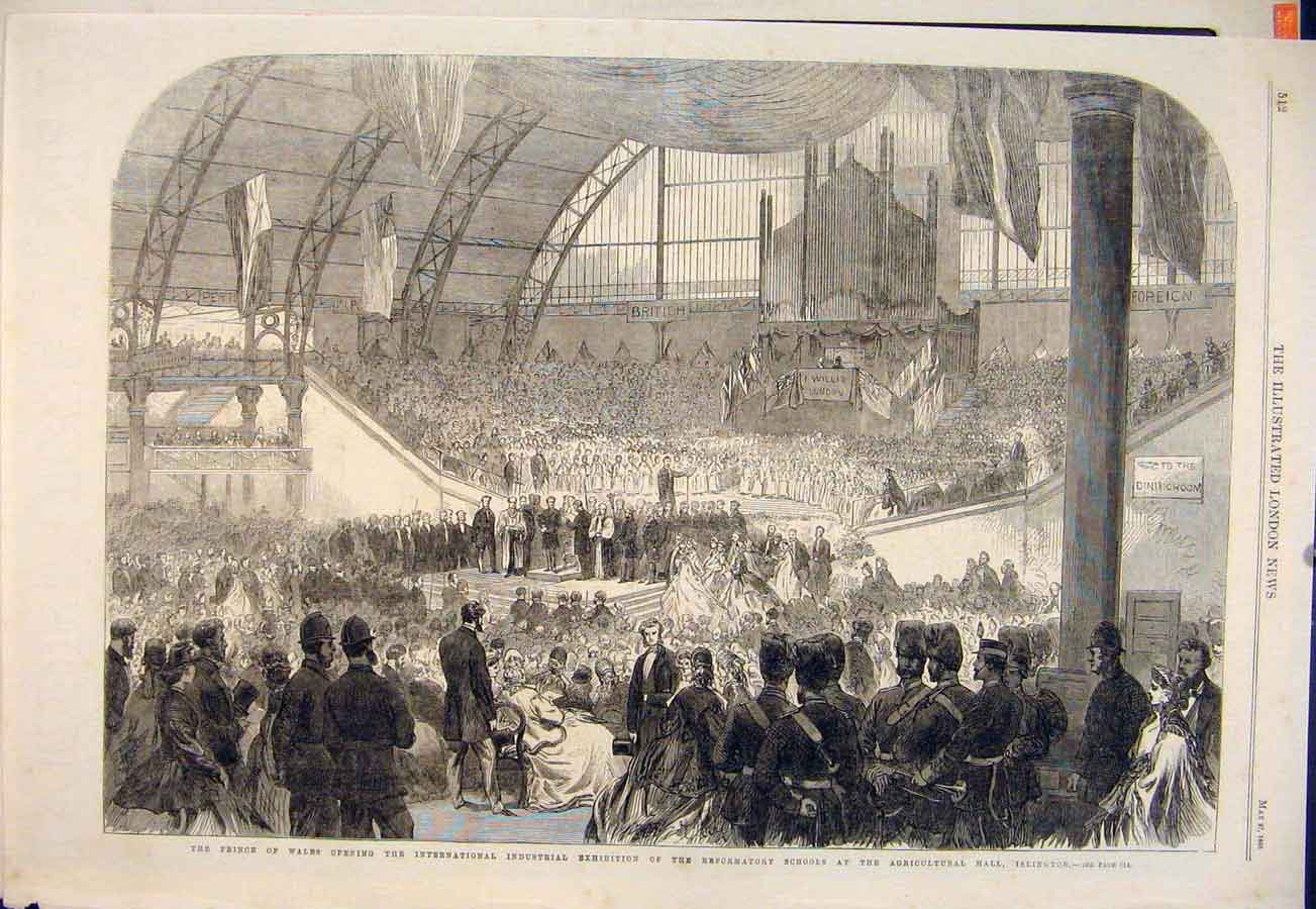 Original Old Antique Print Industrial Exhibition Reformatory Schools Islington