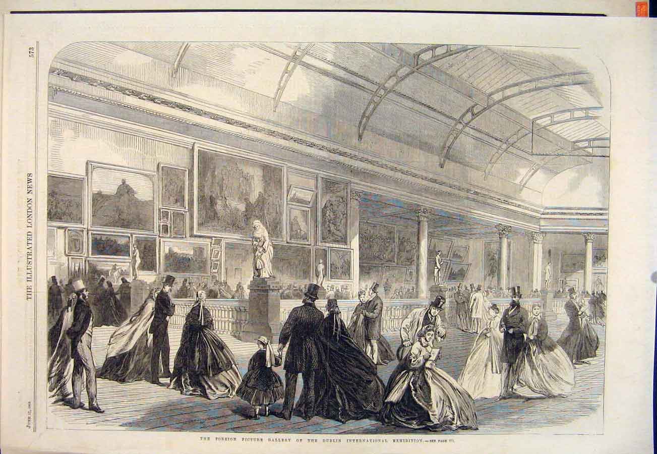 Old Antique Print Dublin International Exhibition Foreign Picture Ireland