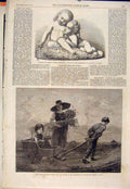 Old Antique Print Marble Group Statue Munro Gleaners Laugee Fine Art 1865 19th