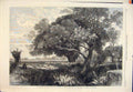 Original Old Antique Print English Pastoral Hulme Sheep Farm Farmer Country 1865