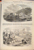Original Old Antique Print Emperor Napoleon Algeria Bougar Biskara Arab Mosque