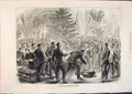 Original Old Antique Print Germans Christmas France Tree Celebrations 1871 19th
