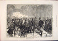 Original Old Antique Print Christmas Day Sports Versailles Paris France 1871