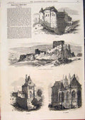 Original Old Antique Print Dipee France Sketches Chateau Castle D'Arques 1871