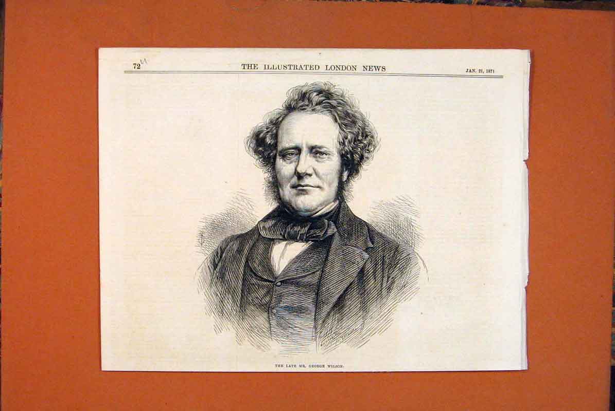 Original Old Antique Print Portrait George Wilson 1871 19th Century