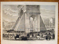 Original Old Antique Print Parise France Arc De Triomphe Champs Elysees 1871