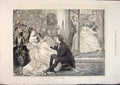 Original Old Antique Print Missing Partner Ball Dance Party Ladies Men 1871 19th