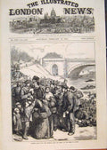 Original Old Antique Print French Prussian Bread Ferry Sevres River France 1871