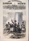 Original Old Antique Print First German Paris France War Troops Sier 1871 19th
