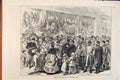 Original Old Antique Print Relief Paris France Provision Shops Street 1871 19th