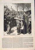 Original Old Antique Print Street Bordeaux France War Theatre Troops 1871 19th