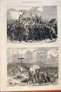 Original Old Antique Print Paris France Chanzy Pigalle Bordeaux Guards 1871