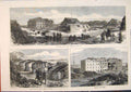 Original Old Antique Print Ruins Paris France Fort Issy Battery St Cloud Vanves