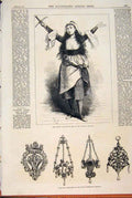 Original Old Antique Print Rousby Joan Arc Theatre Saraossa Jewellery 1871 19th