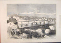 Original Old Antique Print Civil War France Communists Bridge Ansieres 1871 19th